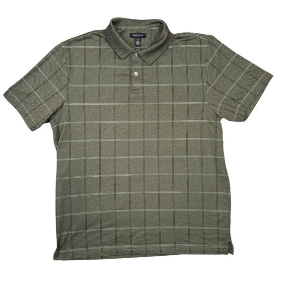 Van Heusen Polo Shirt Mens M Green Windowpane Check Short Sleeve Golf Casual - Picture 4 of 10